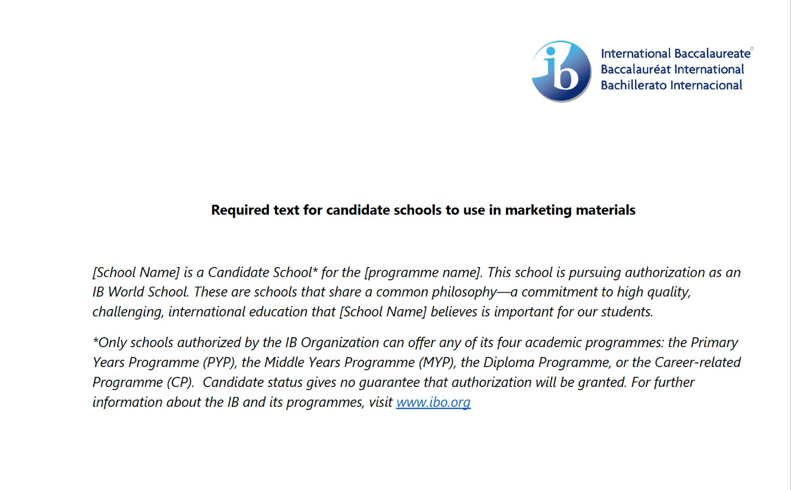 IB Candidate School Statement Preview